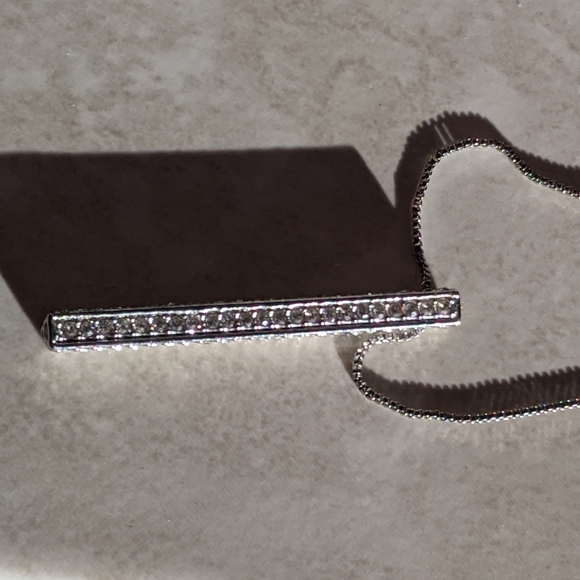 Chico's 90s Style Silver & Cubic Zirconia Pendant Necklace 17.5" Chain - Picture 4 of 4